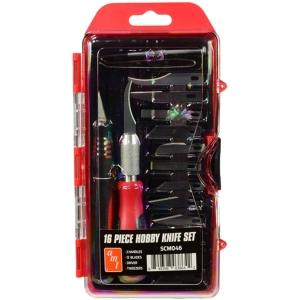 AMT Hobby Knife Set - Skill 3 for Model Kits Lightweight Aluminum Handle, 16 Piece