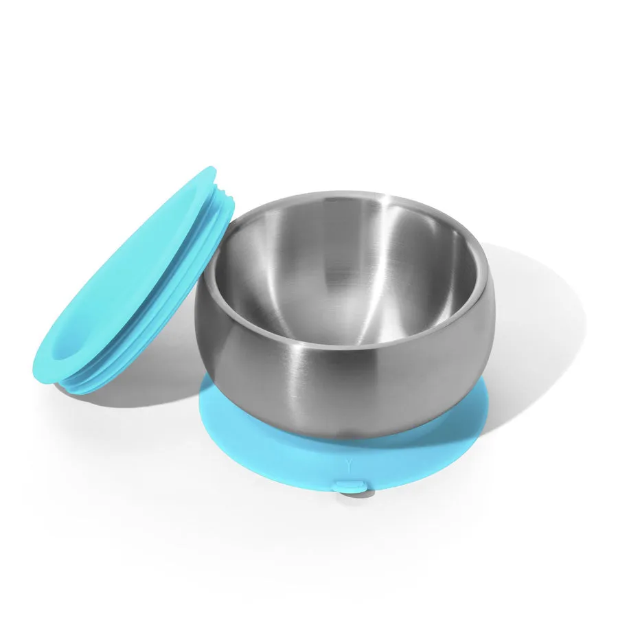 Avanchy Stainless Steel Suction Baby Bowl Lid Blue