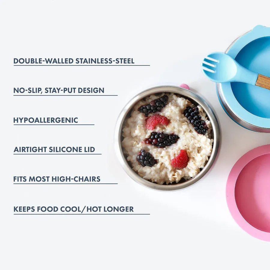 Avanchy Stainless Steel Suction Baby Bowl Lid Blue