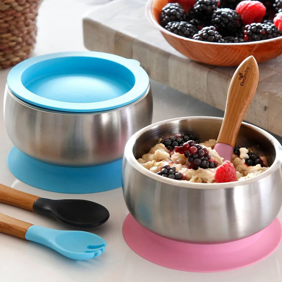 Avanchy Stainless Steel Suction Baby Bowl Lid Blue