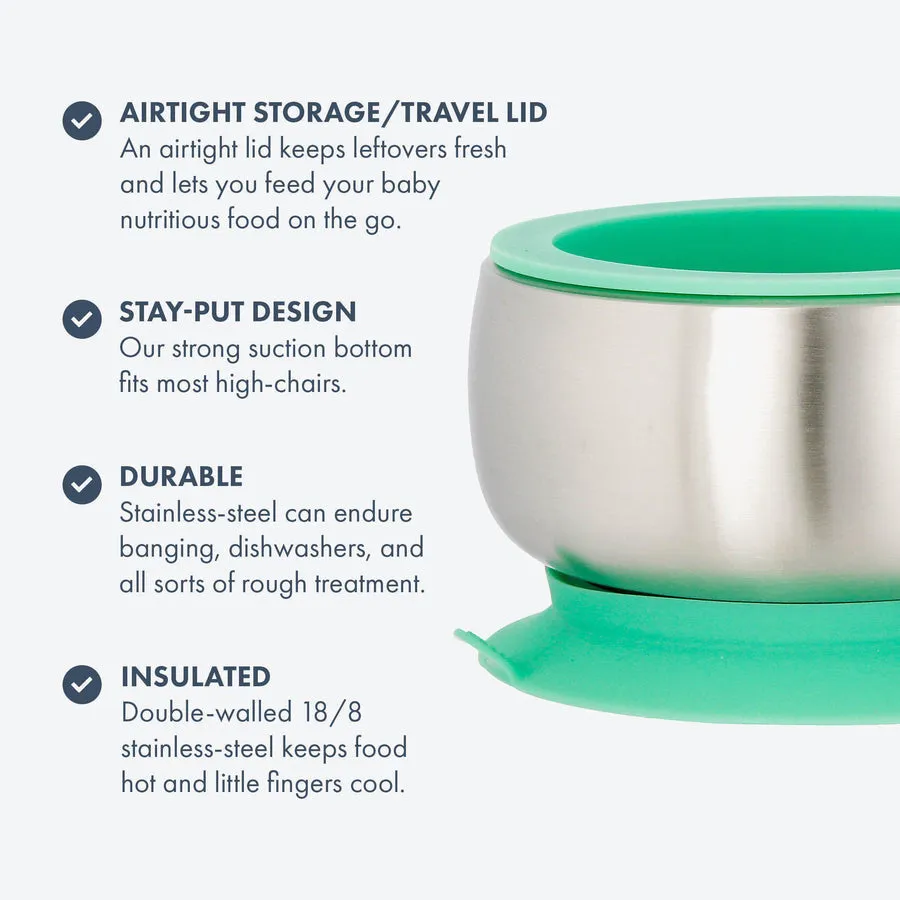 Avanchy Stainless Steel Suction Baby Bowl Lid Blue