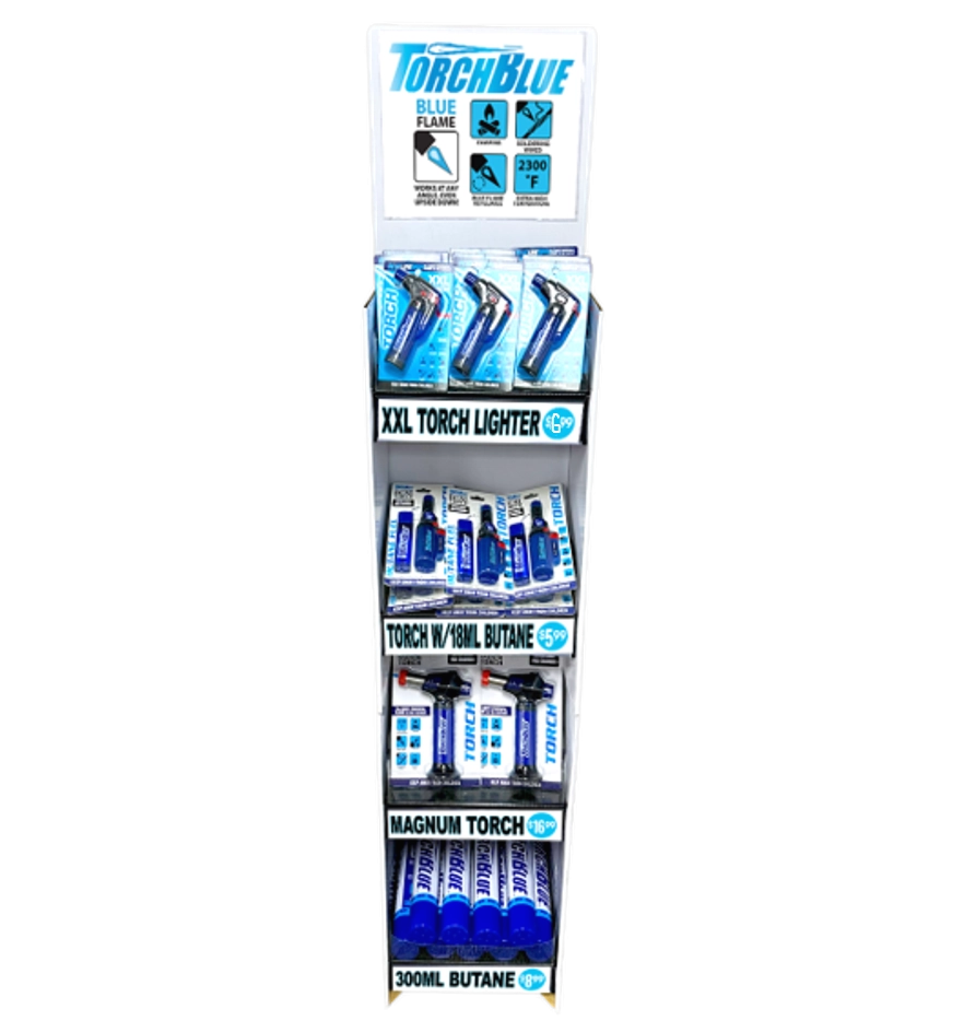 Butane Torch Lighters Assortment Floor Display - 30 Pieces Per Retail Ready Display 88673