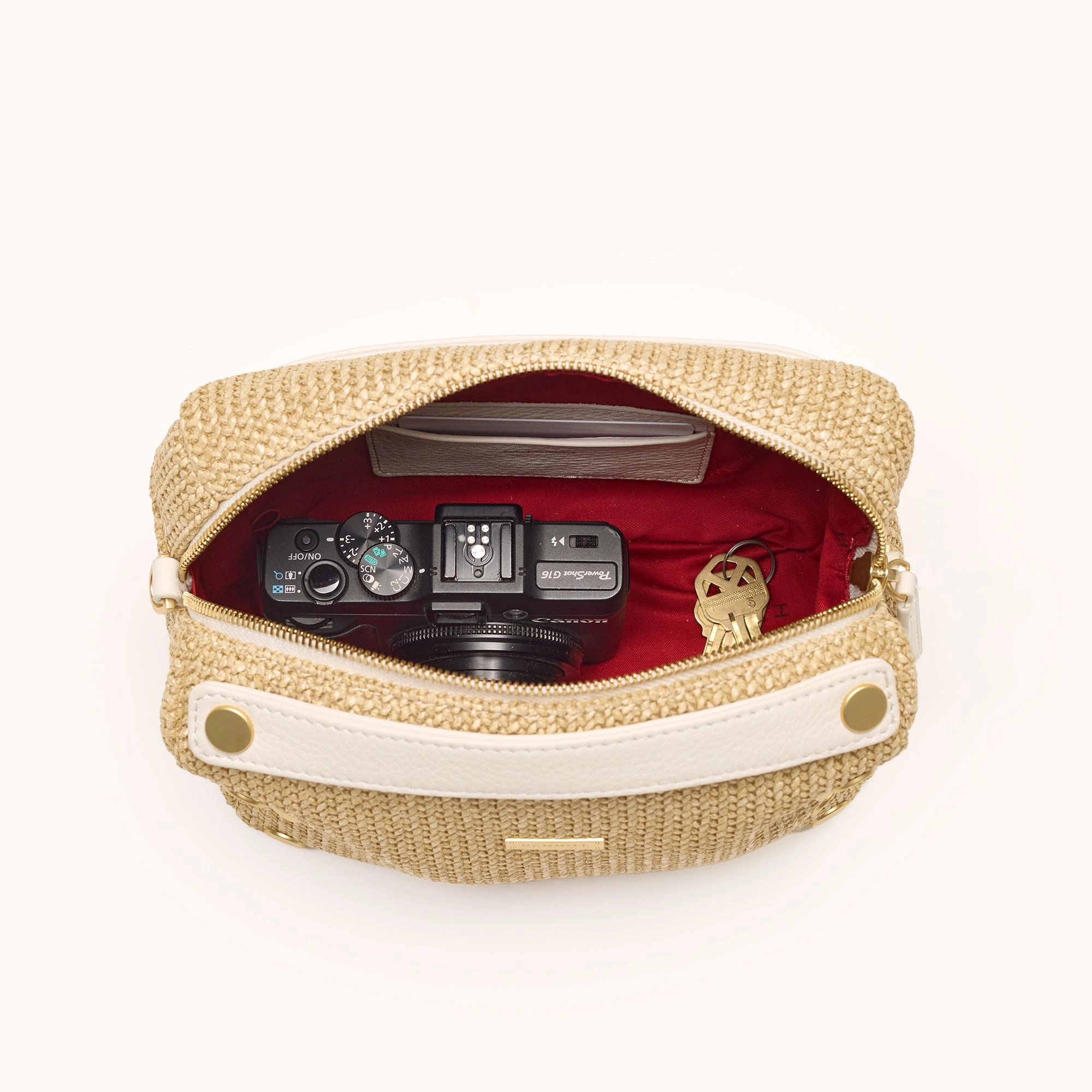 Evan Crossbody | Calla Lily White Raffia/Brushed Gold | Sml