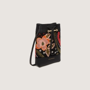 Osette Midi Pouch - Black Beaded/Embroidered Satin