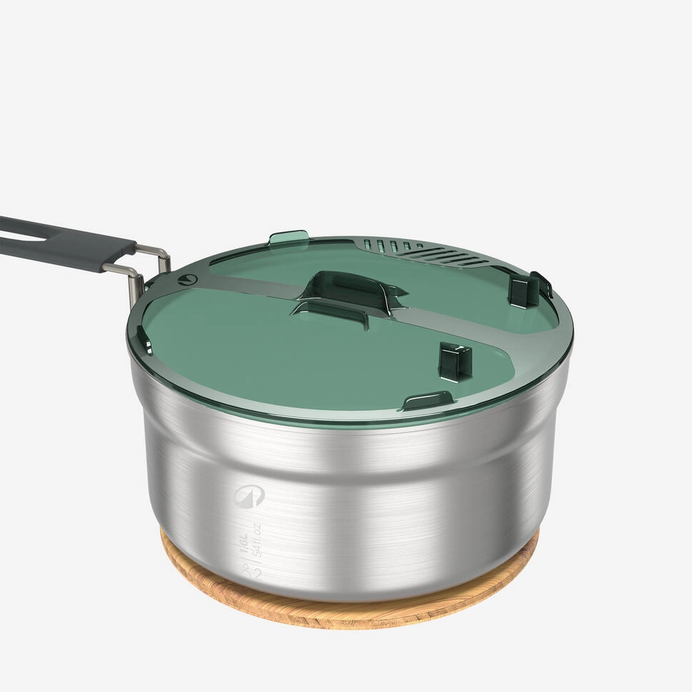 Quechua 500 Stainless Steel Non-Stick Camping Cookset – 14-Piece for 2 People
