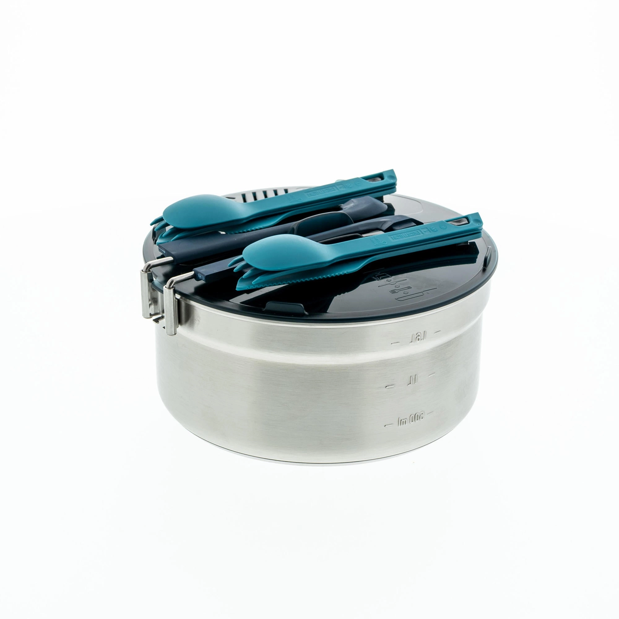 Quechua 500 Stainless Steel Non-Stick Camping Cookset – 14-Piece for 2 People