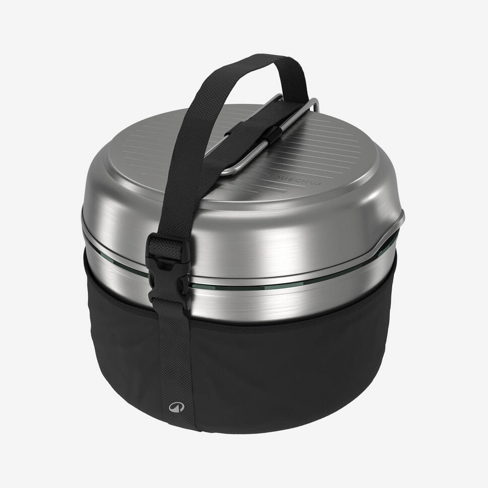 Quechua 500 Stainless Steel Non-Stick Camping Cookset – 14-Piece for 2 People