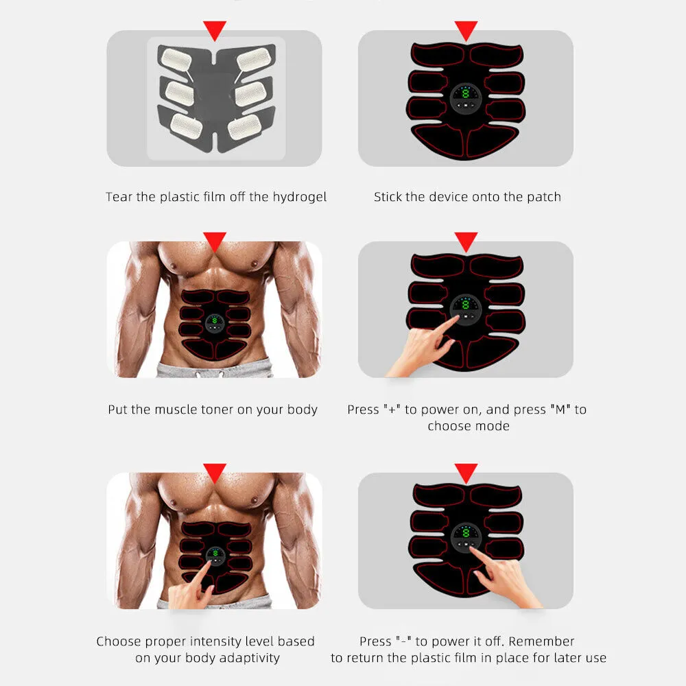 Rechargeable Abdominal Muscle Stimulator Trainer Abs Fitness Excersize Gear 6 Modes 19 Intensities