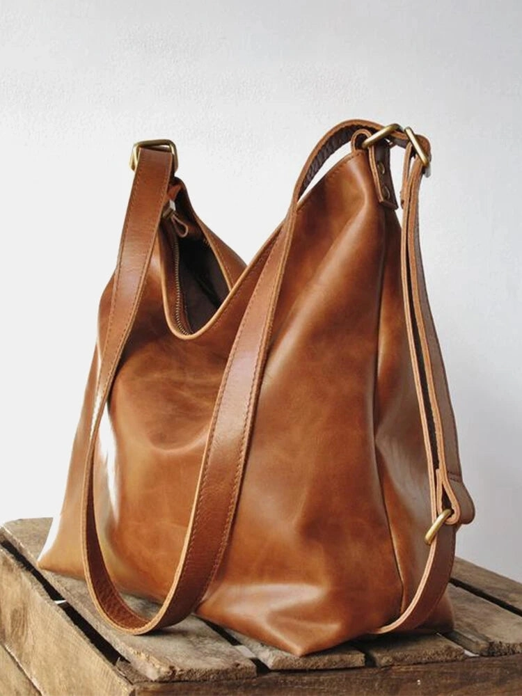Women PU Leather Convertible Backpack Shoulder Bag Crossbody Purse