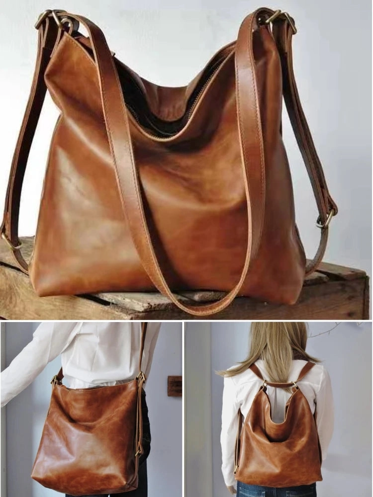 Women PU Leather Convertible Backpack Shoulder Bag Crossbody Purse